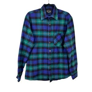 Vermont Flannel Company Blue Plaid Long Sleeve Flannel Shirt